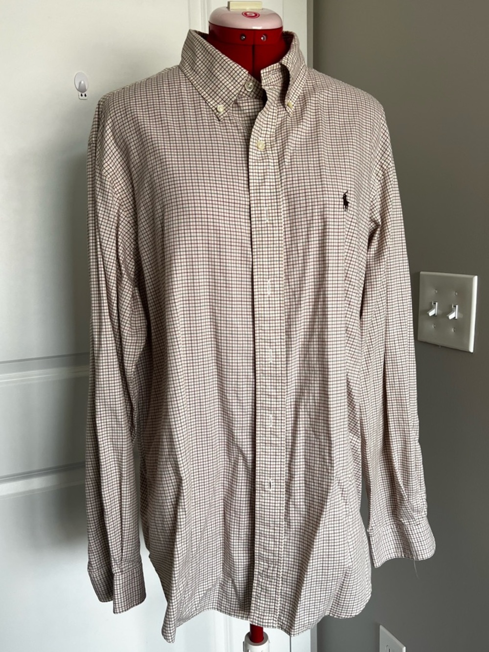Ralph Lauren Tan & White Micro-Check Button-Down Shirt - Men